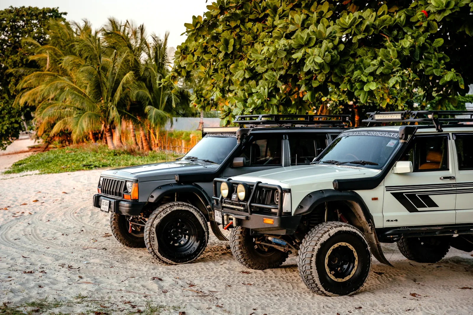 Jonathan with the Grey Ghost and White Samurai Jeeps on Koh Samui